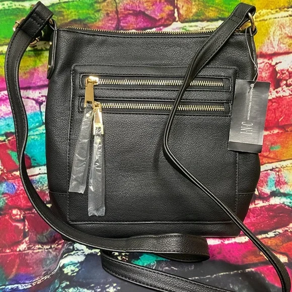 INC - Black Crossbody Bag with Gold Accents - Picture 4 of 6
